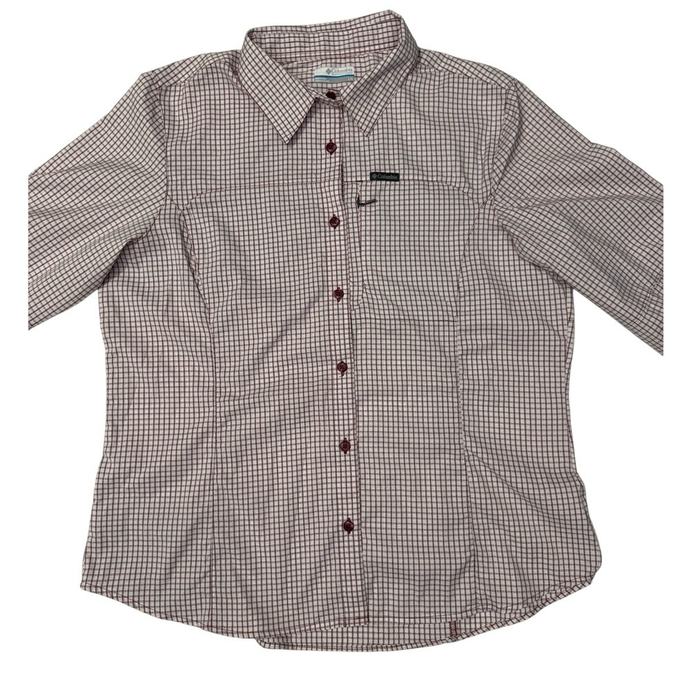 Columbia Red and White‎ Checkered Women's Short Sleeve Shirt